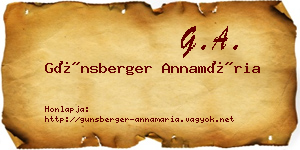 Günsberger Annamária névjegykártya